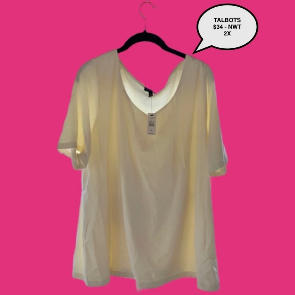 NWT 2X TALBOTS PULLOVER CREAM T-STYLE SHIRT - Picture 1 of 6
